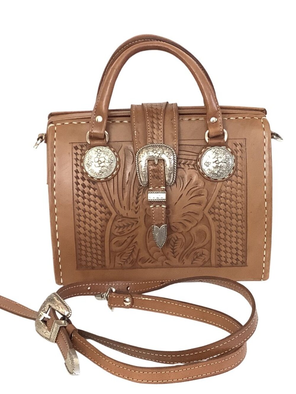 American West Southwestern Tooled Leather Handbag